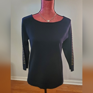 Navy‎ Blue Sweater w/ Gold Studs - Size Medium